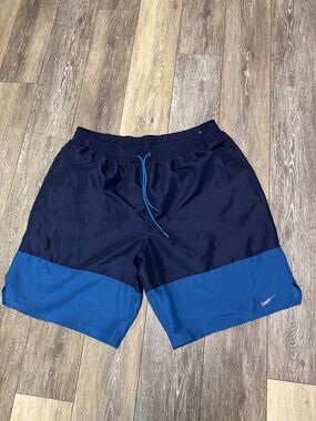 Nike Navy and Royal Blue Colorblock Swim Trunks